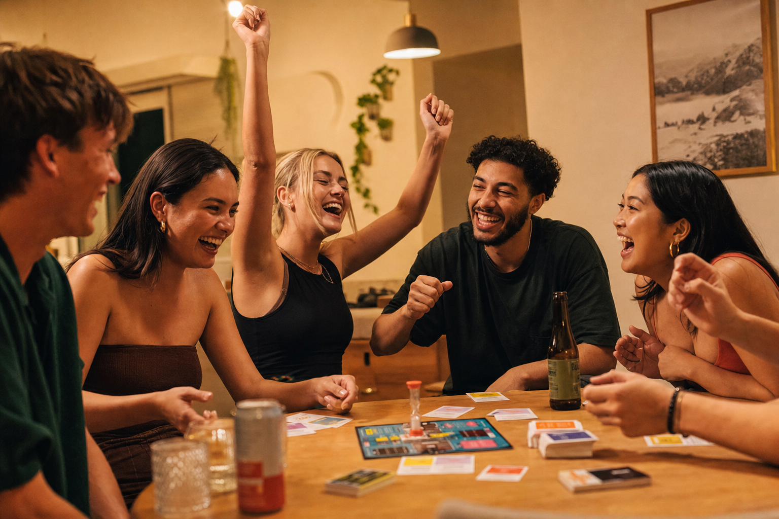 Friends playing party games